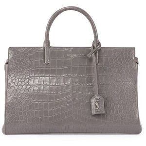 Saint Laurent Grey Croc Embossed Bag